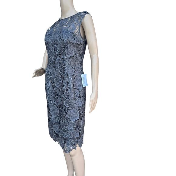 Adriana Papell Lace Sheath Dress, Size 8, Sleeveless Formal Cocktail Gown, NEW - Picture 3 of 8